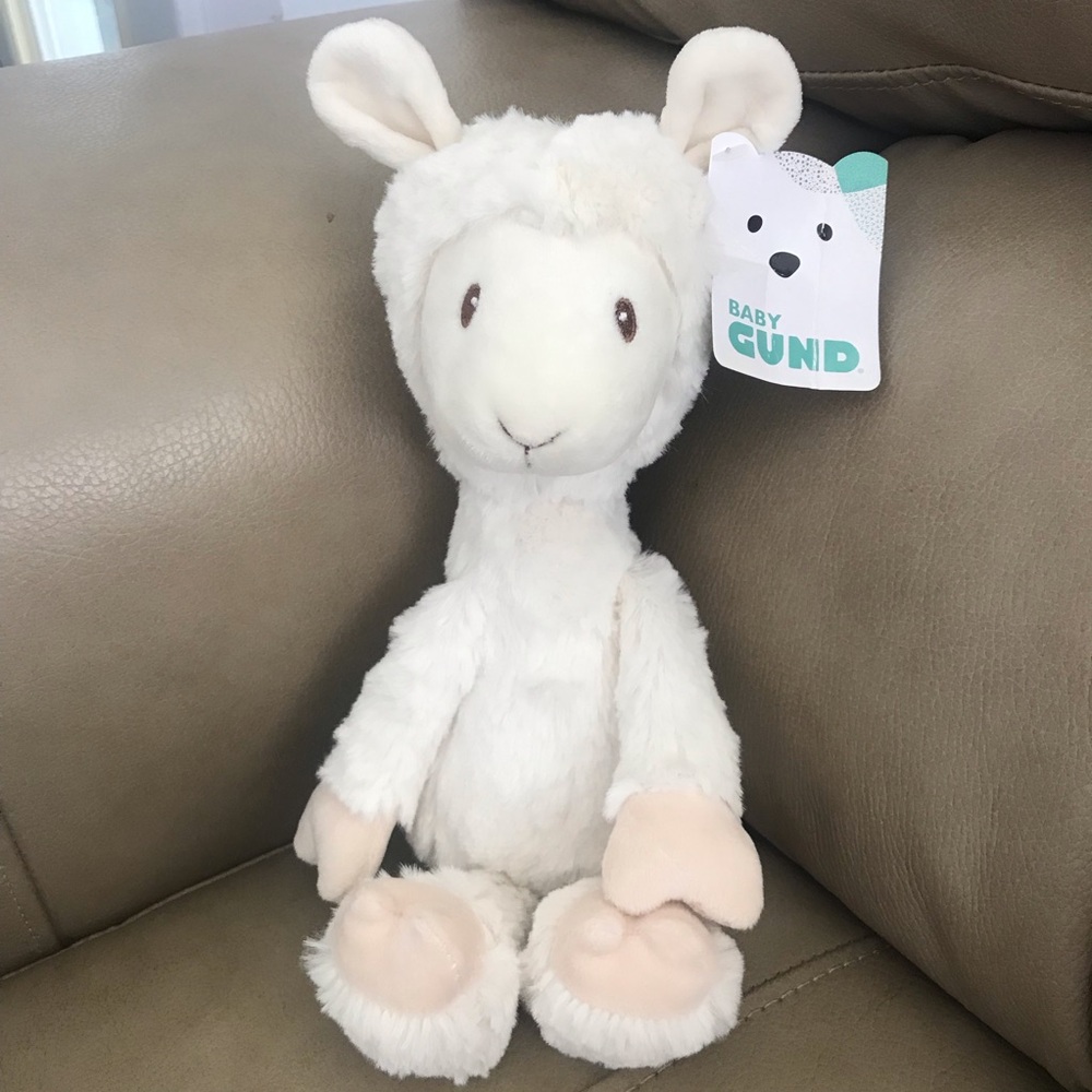 Gund White and Cream Stuffed Animal Plush Toothpick Llama NWT